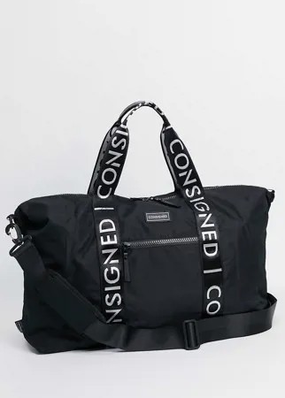 Спортивная сумка с лентой с логотипом Consigned-Черный цвет