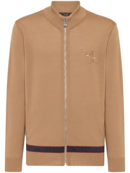 Billionaire logo-embroidered zip-up jumper, нейтральный цвет