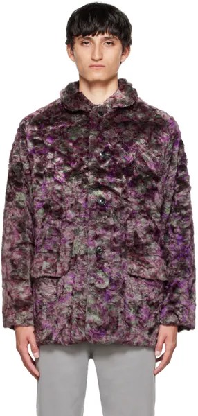 Фиолетовое автомобильное пальто из искусственного меха S.C. NEEDLES