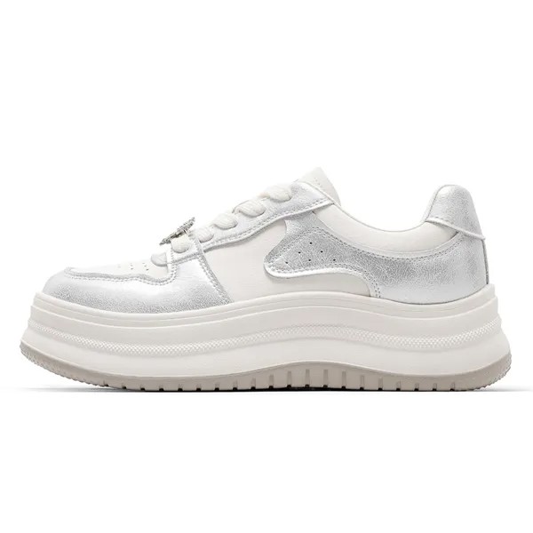 Кроссовки C°BANNER Skateboarding Shoes Women's Low-top Silver, серебряный