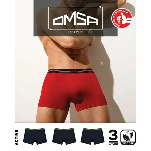 Трусы Omsa, 3 шт., размер 54(3XL), синий