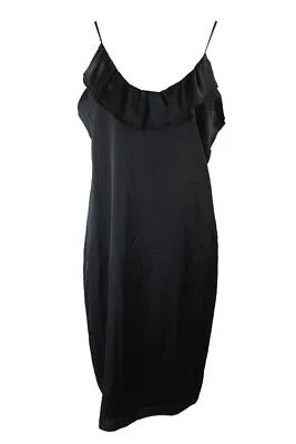 Черное коктейльное платье на тонких бретельках Bcbgeneration 4 с оборками