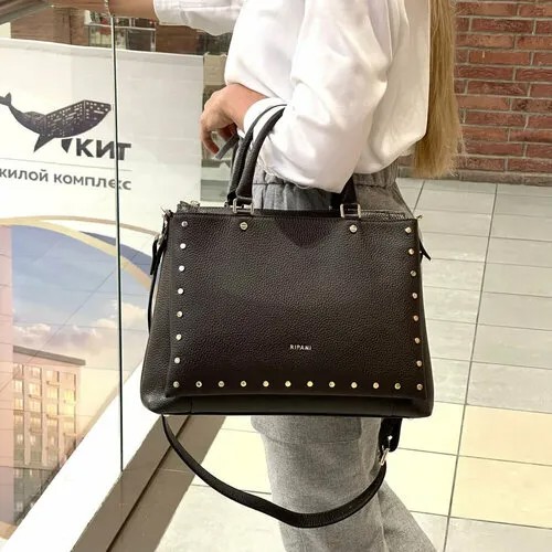 Сумка Ripani 4361OO/07, натуральная кожа, вмещает А4, регулируемый ремень, коричневый
