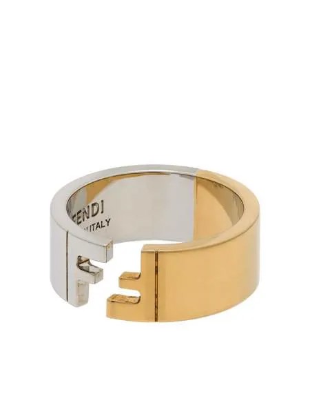 Fendi двухцветное кольцо с логотипом FF