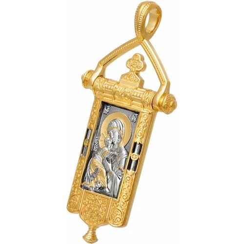 Подвеска Акимов, серебро, 925 проба, золочение, размер 5 см.
