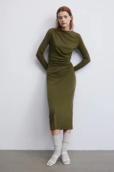 Платье из джерси с драпировкой H&M, зеленый
