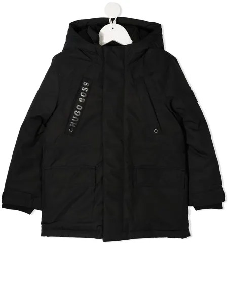 BOSS Kidswear пальто с капюшоном и логотипом