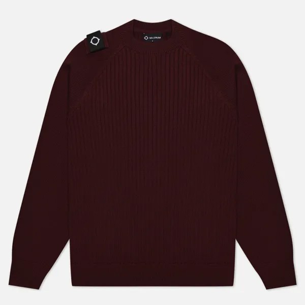 Мужской свитер MA.Strum Rib Panel Crew Neck бордовый, Размер S