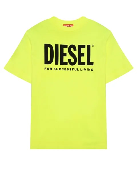 Футболка с черным лого, желтая Diesel