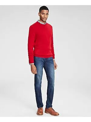 CLUBROOM Мужской красный пуловер с длинным рукавом и круглым вырезом, классический свитер M