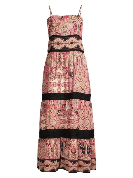 Платье макси Rustic Chic Georgette с узором пейсли Donna Karan New York, разноцветный