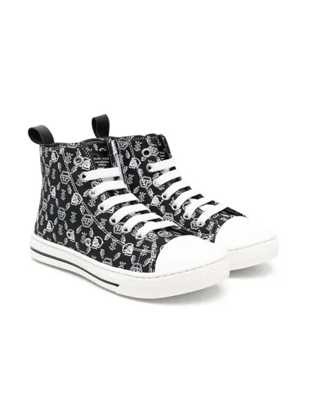 Philipp Plein Junior высокие кеды с принтом Skull