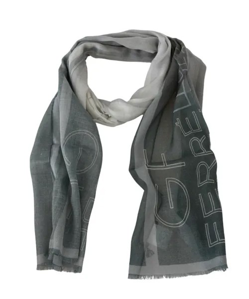Шарф GF FERRE Сине-серый шерстяной вискозный платок с фирменным узором 180x10 Рекомендуемая розничная цена 200 долларов США