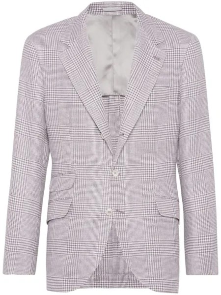 Brunello Cucinelli однобортный пиджак в ломаную клетку, фиолетовый