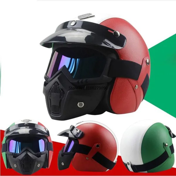 Военный Тактический шлем на все лицо мотоциклетный Ретро немецкий кожаный шлем винтажная ручная работа унисекс Защитная шапка Casco De Moto