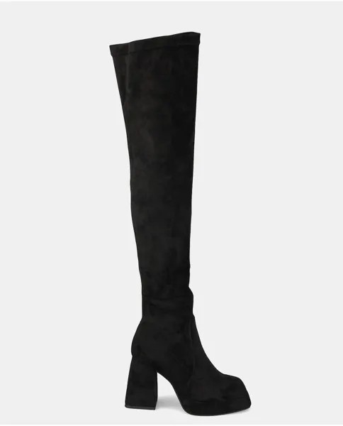 Женские кожаные ботфорты с квадратным носком Alma en Pena, черный