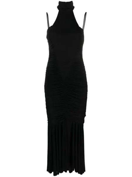 Versace Jeans Couture платье макси с вырезом халтер и сборками, черный
