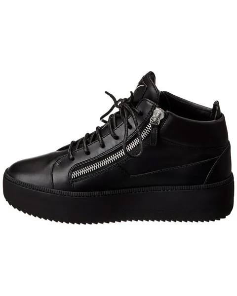 Кожаные кроссовки на платформе Giuseppe Zanotti Zola, черный