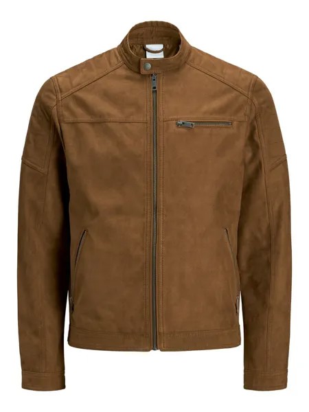 Кожаная куртка Jack & Jones Kunstleder Jacke Biker Blouson Bomber Übergangsjacke JJEROCKY, светло коричневый