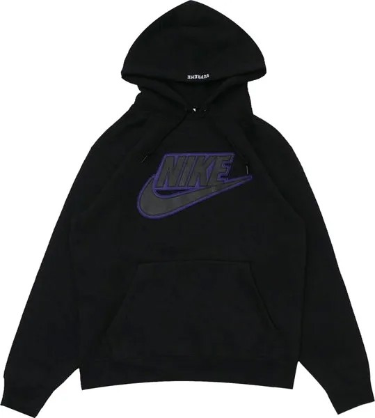 Толстовка Supreme x Nike Leather Appliqué Hooded Sweatshirt Black 'Black', черный