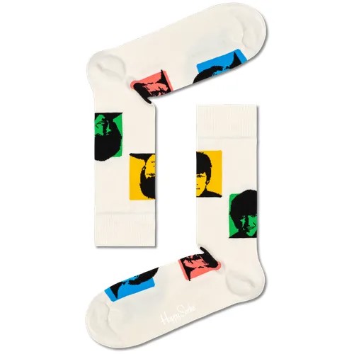 Носки Happy Socks, 1 пара, размер универсальный, мультиколор, бежевый