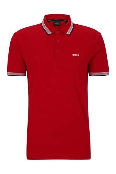 Мужская рубашка поло HUGO BOSS Paddy Regular Fit среднего красного цвета 50505600 612