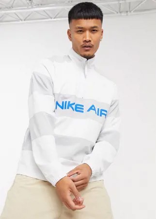 Свитшот в серую и белую полоску с короткой молнией Nike Air-Серый