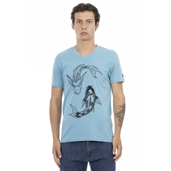 Хлопковая мужская футболка Trussardi Action, цвет Light Blue