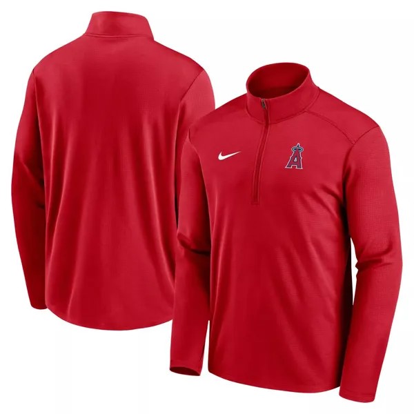Мужская красная футболка с молнией до половины длины Los Angeles Angels Agility Pacer Performance Nike