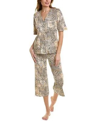 Ellen Tracy 2Pc Свободный пижамный комплект кимоно женский коричневый размер S
