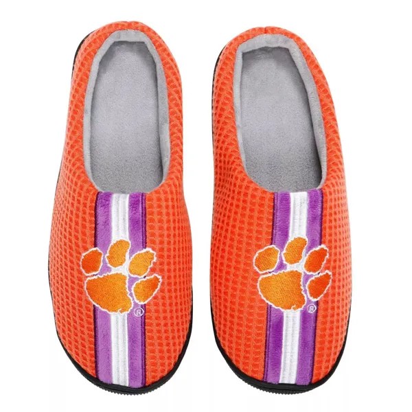 Мужские шлепанцы из пены с эффектом памяти FOCO оранжевые Clemson Tigers Team Stripe