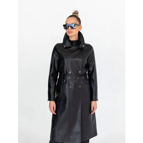 Пальто  BOMFURS, демисезон/лето, силуэт прямой, удлиненное, размер 52, черный