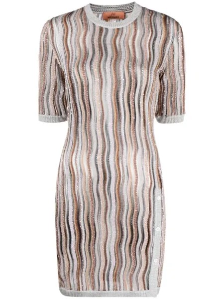 Missoni платье мини в полоску, серый