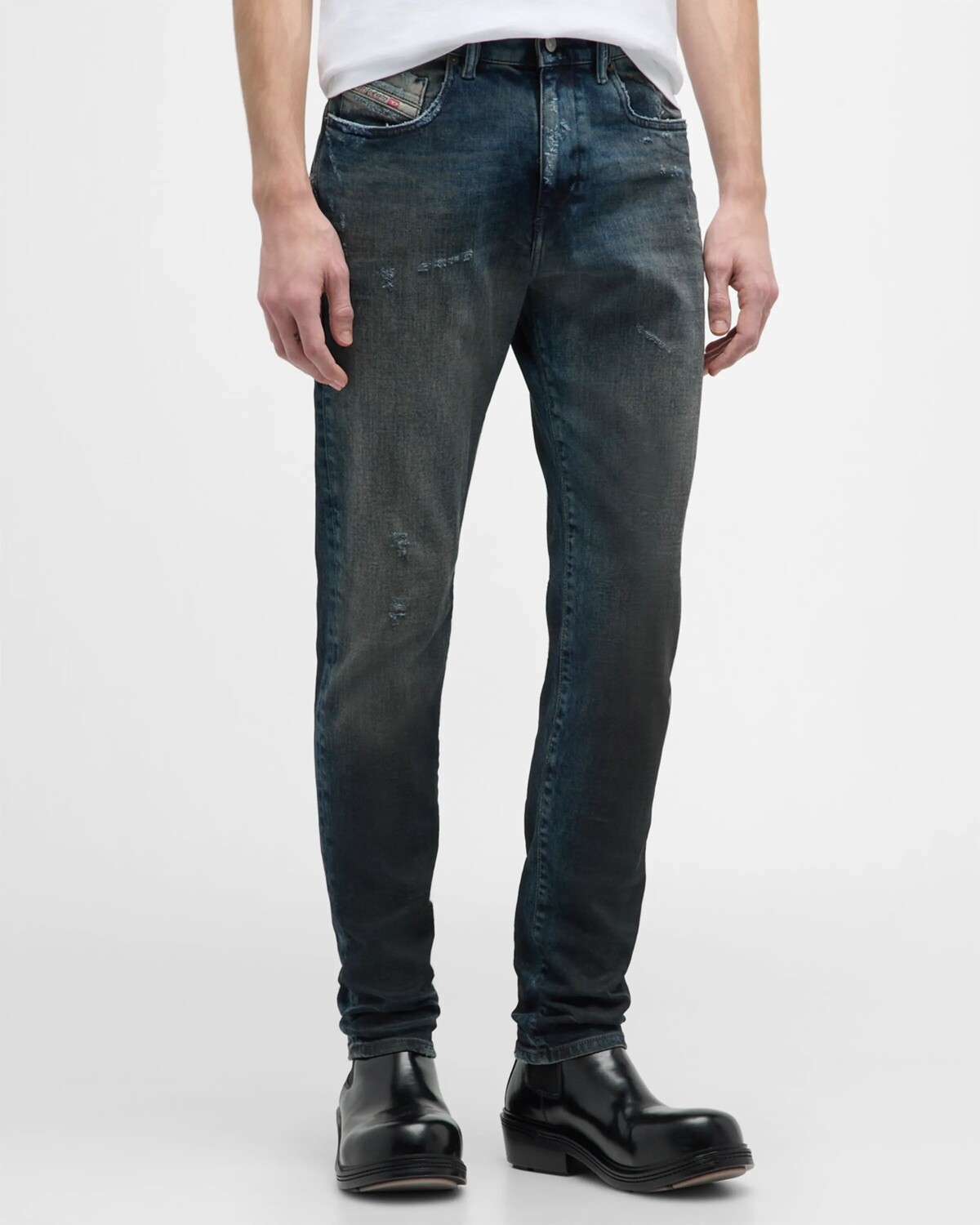Мужские зауженные джинсы D-Strukt 2019 Diesel, цвет Denim