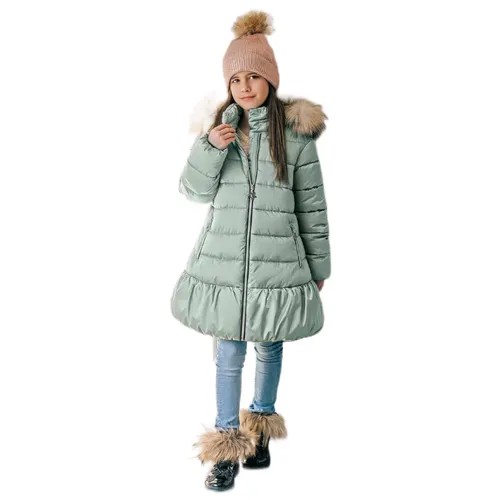 Пальто зимнее для девочки, арт. 3C-817 светло-оливковый, размер 110