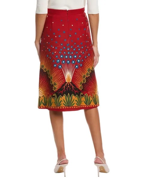 Юбка Valentino из шерсти и шелка, красный