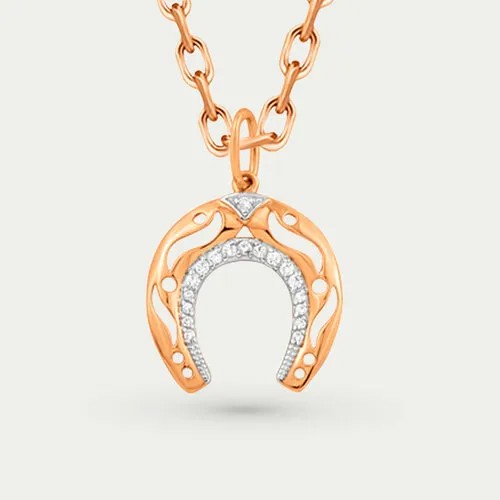 Подвеска GOLD CENTER, красное золото, 585 проба, фианит