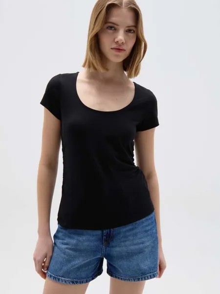 Футболка из хлопка con arricciatura Ovs, цвет black