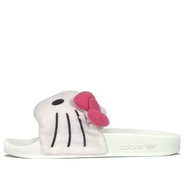 Тапочки оригинал x hello kitty adilette слайдеры Adidas, белый