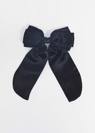 Заколка для волос с черной атласной отделкой ASOS DESIGN-Черный