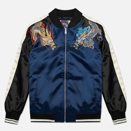 Мужская куртка бомбер Evisu Heritage Sateen Padded Souvenir Dragon Embroidered, цвет синий, размер L