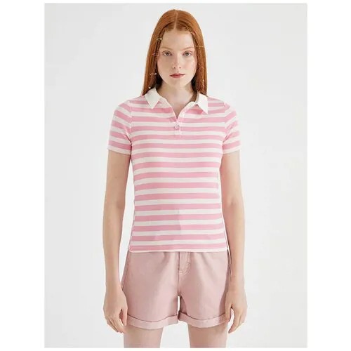 Блузка-поло KOTON TEENAGE, 1YAL18103UK, цвет: ROSE STRIPE, размер: S