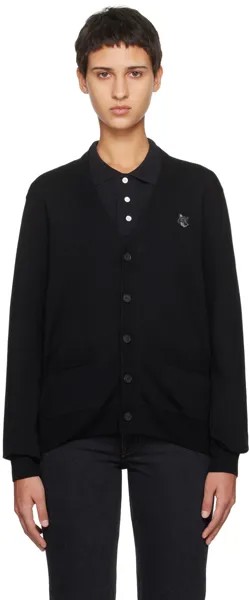 Черный кардиган с головой лисы Maison Kitsune, цвет Black