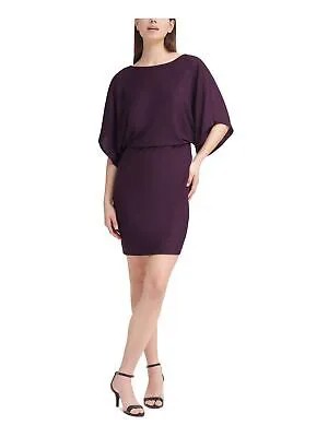 JH EVENINGS Фиолетовое женское короткое платье-блузон с частичной подкладкой и рукавами «летучая мышь» 10