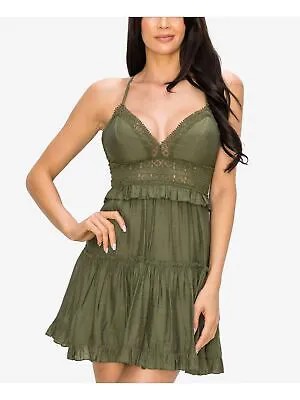 B DARLIN Женское зеленое короткое платье без рукавов с открытой спиной и перекрестными вырезами 5\6