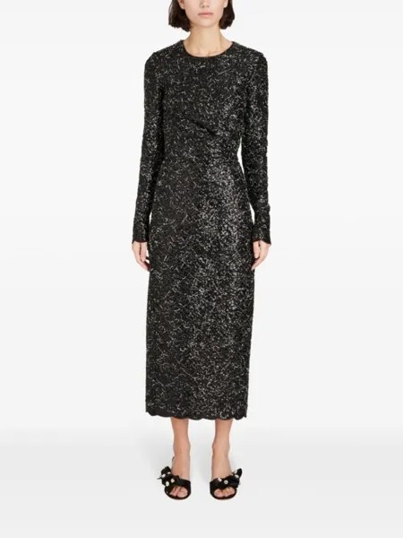 Giambattista Valli твидовое платье миди с пайетками, черный