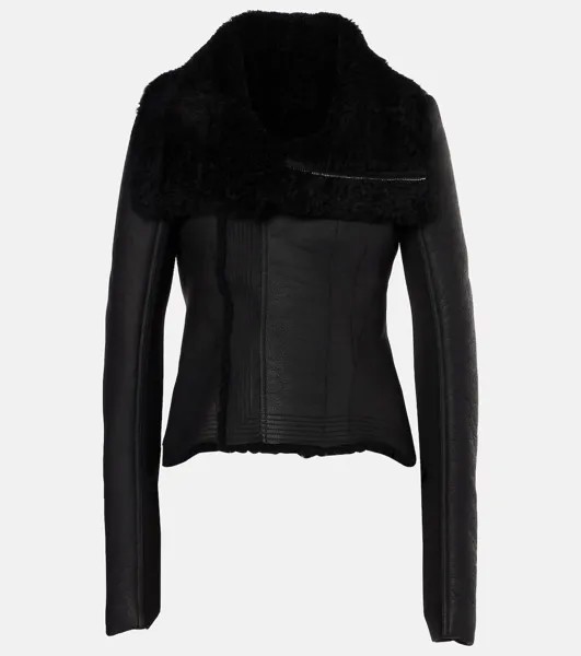 Кожаная куртка Naska с шерстяной отделкой Rick Owens, черный