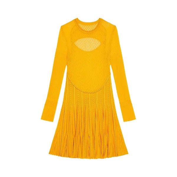 Платье с длинными рукавами и оборками от Givenchy, Золотисто-желтый
