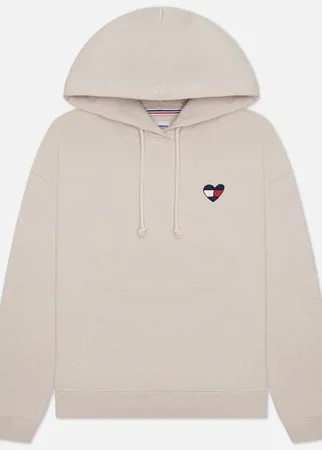 Женская толстовка Tommy Jeans Boxy Homespun Heart Hoodie, цвет бежевый, размер XS