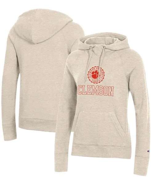 Женский пуловер с капюшоном цвета овсянки Clemson Tigers College Seal худи Champion